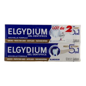 Elgydium - Gel dentifrice Blancheur 5en1 - Lot de 2x75mL