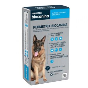 Biocanina - Permetrix antiparasitaires externes grands chiens - 3x4ml
