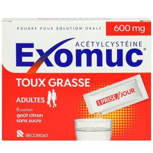Exomuc 600mg - Toux grasse gout citron sans sucre - 6 sachets