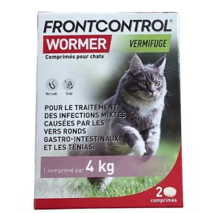 FrontControl - Wormer Vermifuge Pour Chat - 2 Comprimé par 4kg