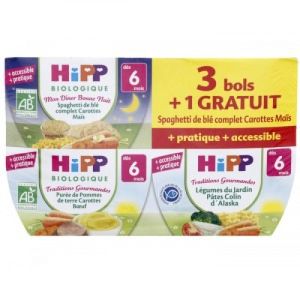 HiPP - Offre Eco Bols Menu 2 dîner bonne nuit et 2 traditions gourmandes - 4 x 190 g - dès 6 mois