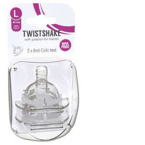 Twistshake - 2 Tétines anti-colique Débit L 4m+