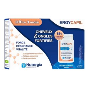Nutergia - Ergycapil Cheveux & Ongles Fortifiés - 3 pots de 90 gélules