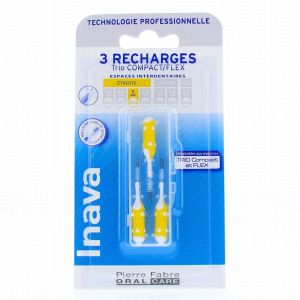 Inava - Brossettes interdentaires 3 recharges jaunes - Étroits 1 mm