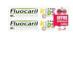 Fluocaril - Kids Dentifrice Bi-Fluoré 3-6 Ans Lot de 2 x 50 ml