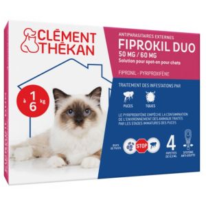 Clément Thékan - Fiprokil duo antiparasitaires externes chats de 1 à 6 kg - 4 pipettes