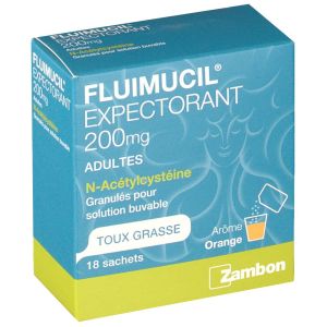 Fluimucil 200 mg Adultes, sans sucre - 18 sachets