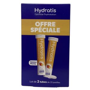 Hydratis - Solution de réhydratation pêche - 2 tubes de 20 pastilles