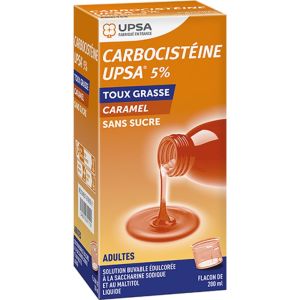 Carbocistéine UPSA 5% Adultes sans sucre - Solution buvable 200 ml