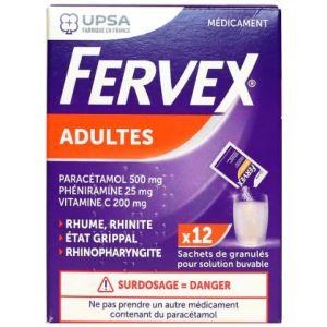 UPSA - Fervex Adultes - 12 sachets de granulés pour solution buvable