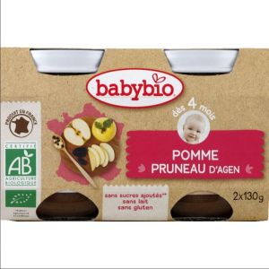 Babybio - Pomme Pruneau d'Agen - dès 4 mois - 2x130g