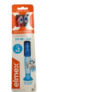 Elmex - Brosse à Dents Enfants 3-6 Ans - Souple Avec Ventouse x2