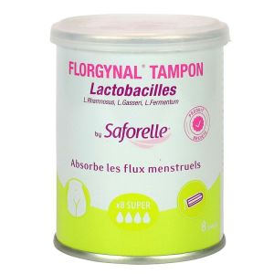 Saforelle - Florgynal Tampon lactobacilles - 8 tampons Super sans applicateurs