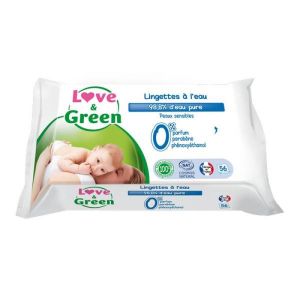 Love & Green - Lingettes à l'eau - 56 lingettes