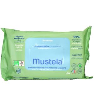 Mustela - Lingettes nettoyantes - 60 lingettes
