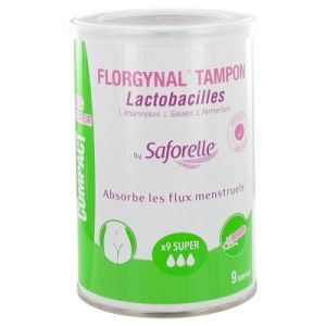 Florgynal Tampon by Saforelle - Lactobacilles - 9 tampons Super avec applicateur