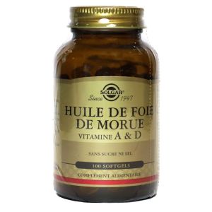 Solgar - Huile de foie de morue Vitamine A et D - 100 softgels