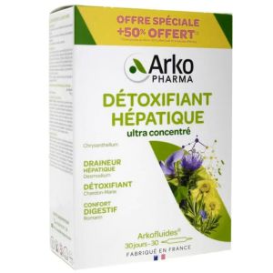 Arkopharma - Détoxifiant Hépatique - 30 ampoules - offre spéciale +50% offert