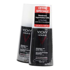 Vichy - Déodorant homme 24h ultra frais - lot de 2 - 100ml