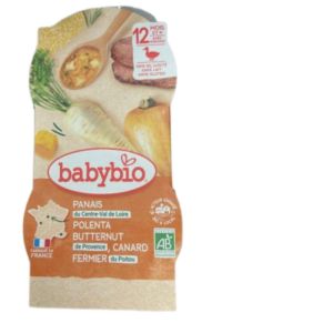Babybio - Panais, Courge butternut Canard fermier du Poitou, Polenta - dès 12 mois - 2x200g
