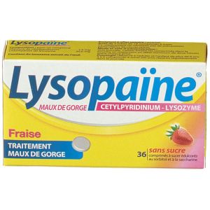 Lysopaïne - Maux de gorge fraise - 36 comprimés