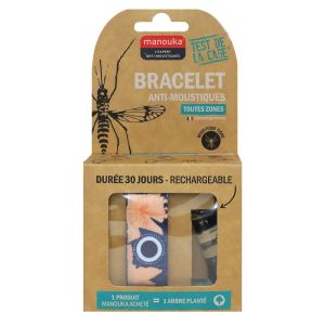 Manouka - Bracelet anti-moustiques toutes zones végétal + recharge de 6ml