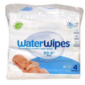 WaterWipes - Lingettes nettoyantes Bébés - 4 x 60 lingettes