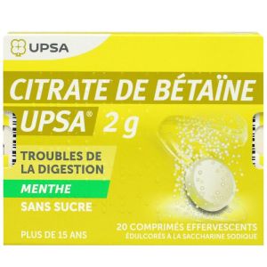 Citrate de bétaïne UPSA - 20 comprimés effervescents - Arôme menthe
