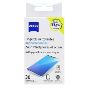 Omega - Lingettes nettoyantes antibactériennes pour smartphones et écrans - 30 lingettes