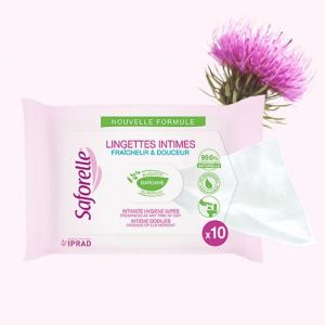 Saforelle - Lingettes intimes Fraîcheur & Douceur - 10 lingettes