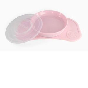 Twistshake - Click-Mat Mini + Assiette et couvercle Rose