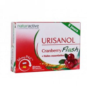 Urisanol flash cranberry & 5 huiles essentielles - 10 gélules + 10 capsules