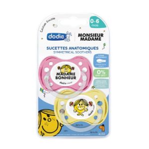 Dodie - Sucette Anatomique Monsieur Madame - 0-6 mois - 2 sucettes