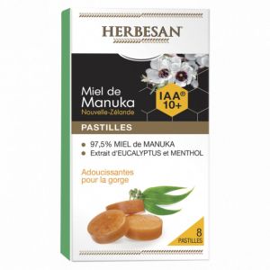 Herbesan - Pastilles miel de Manuka IAA 10+ eucalyptus/menthol - 8 pastilles