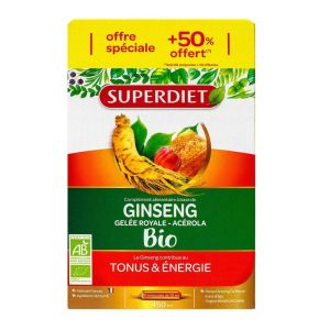 Superdiet - Ginseng, gelée royale & acérola  - 30 ampoules 10 ml