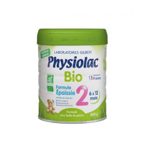 Gilbert - Physiolac bio lait en poudre 2ème âge formule épaissie - 800g