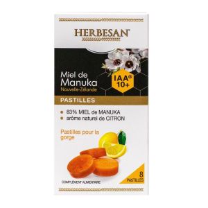 Herbesan - Pastilles miel de Manuka IAA 10+ et citron - 8 pastilles