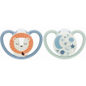 NUK - Space Night Sucette Lion 18-36mois - 2 sucettes