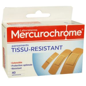 Mercurochrome - Pansements Tissu-Résistant - 40 pansements