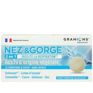 Granions - Nez et gorge 2en1 goût menthe glaciale - 24 comprimés