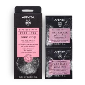 Apivita - Masque visage - Argile Rose - nettoyant doux - 2X8Ml