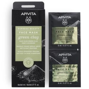 Apivita - Masque Visage - Argile verte - nettoyant - 2x8 Ml