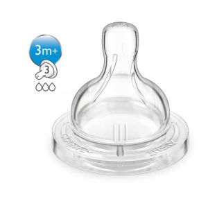 Avent - Tétine Classic+ débit moyen 3 mois et + 3 trous - 2 tétines