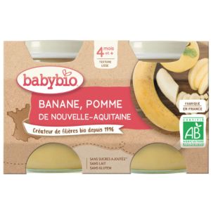 Babybio - Pomme d'Aquitaine Banane - dès 4 mois - 2x130g
