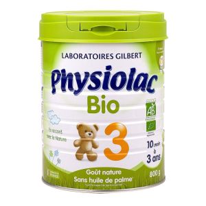 Physiolac -  Lait en poudre bio 3ème âge Goût nature - 800g