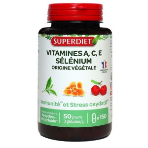 Superdiet - Vitamine A, C, E sélénium - 150 gélules