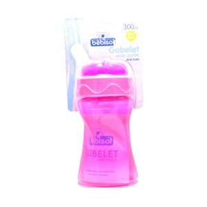 Bébisol - Gobelet avec paille anti-fuite - 300ml - Rose