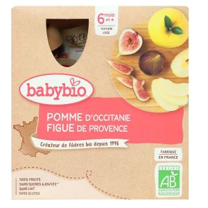Babybio - Gourdes Pomme Figue - Dès 6 Mois - 4x90g