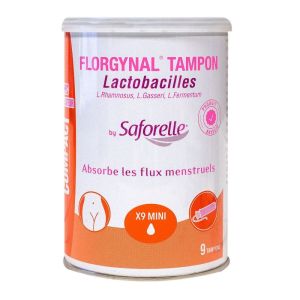 Florgynal Tampon by Saforelle - Lactobacilles - 9 mini tampons avec applicateur