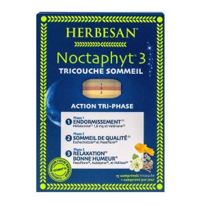 Herbesan - Noctaphyt 3 tricouche sommeil - 15 comprimés